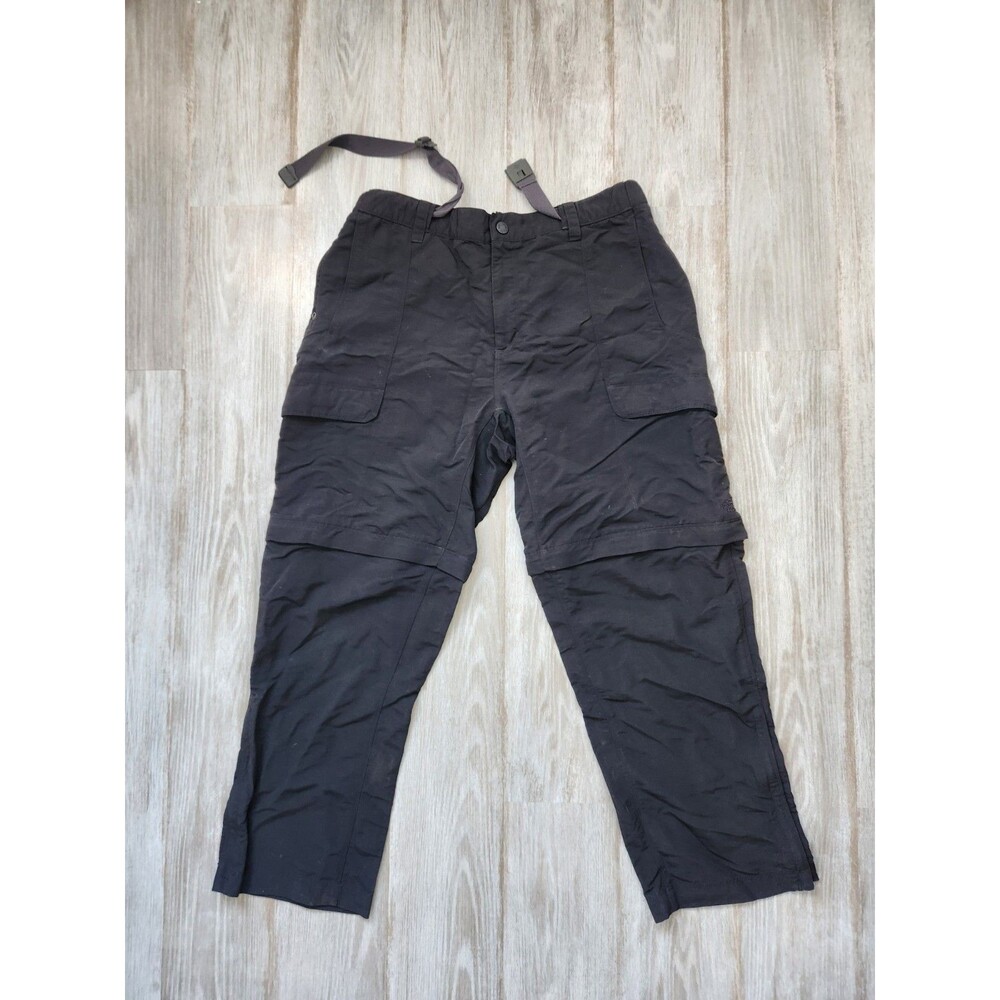 North Face Convertible Zip Off Utility Outdoor Hiking Pants Black Belted L Short